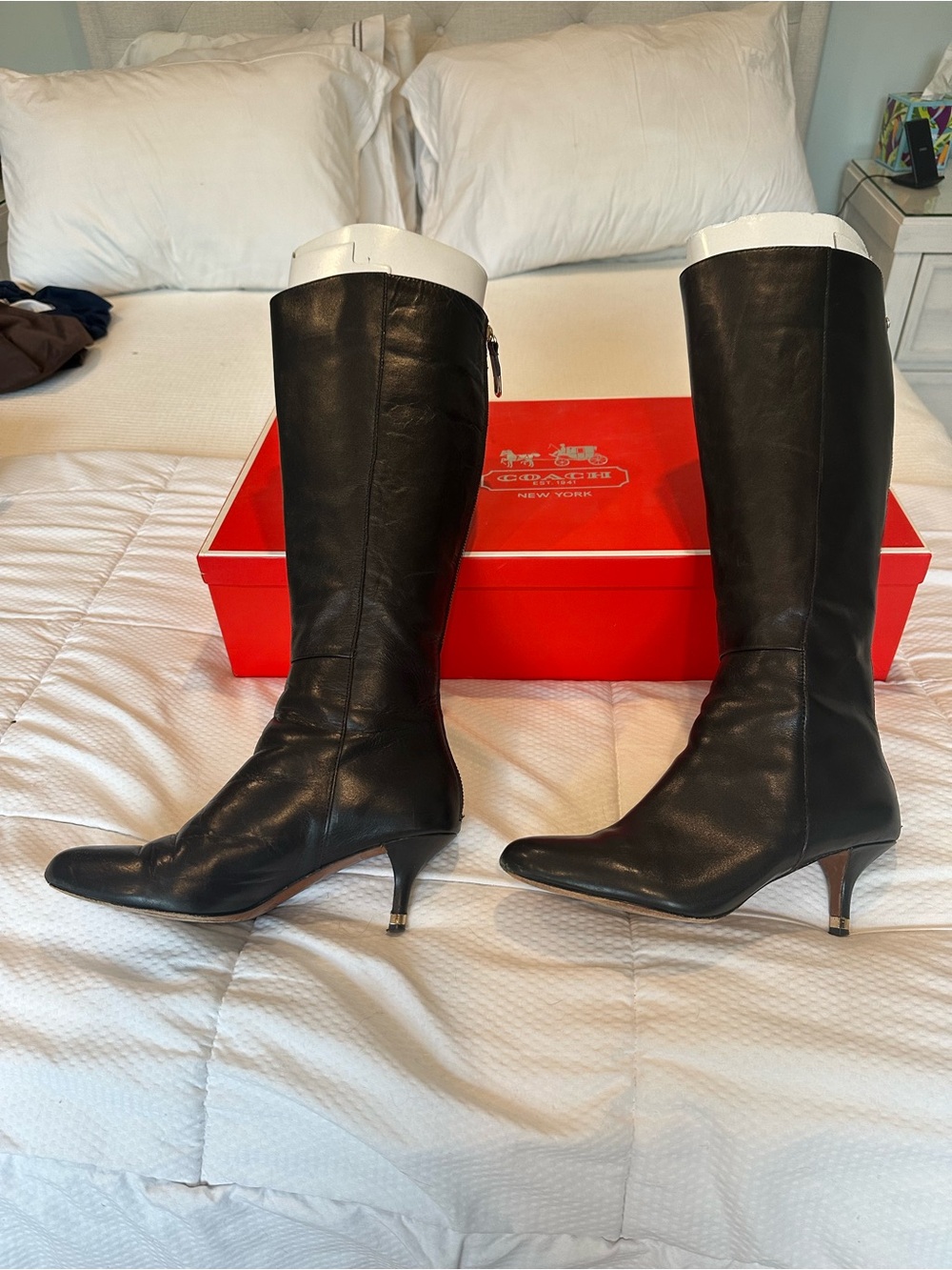 Coach Fayth Semi Matte Calf Black Heeled Boots